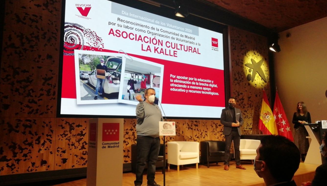 Reconocimiento a la labor como Organización de Voluntariado por Comunidad de Madrid (2020).
